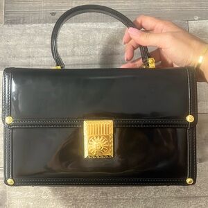 VERSACE Vintage Black Patent Leather Vanity Makeup Case